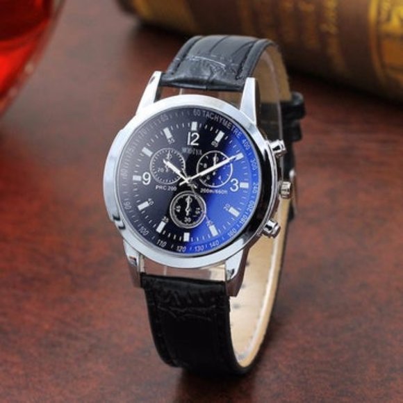 Luxury Fashion Men's Quartz Wrist Watch Dial Leather - Picture 1 of 6